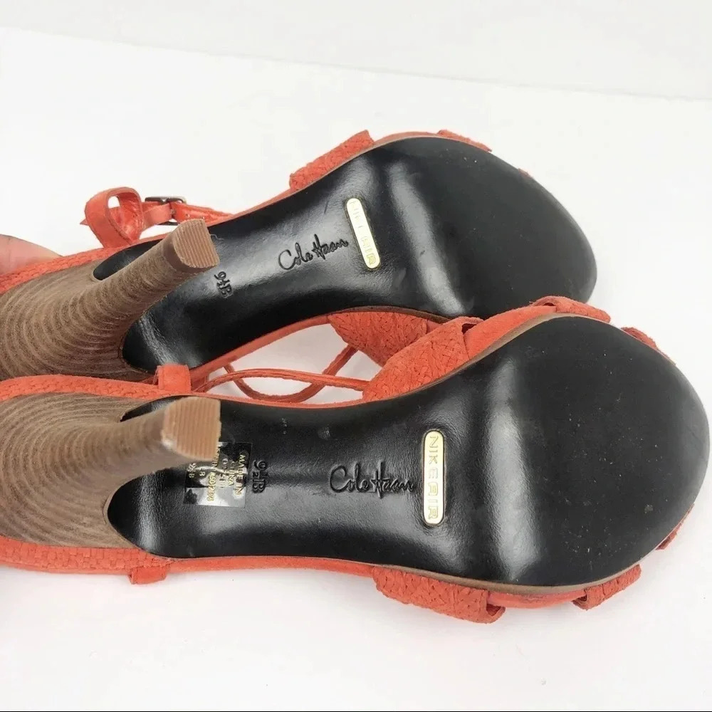 Cole Haan | Orange Tangerine Suede Strappy Heels - Picture 7 of 8